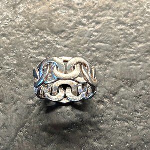 David Sigal Sterling Ring Interlocking Chain Design Band, Size 8